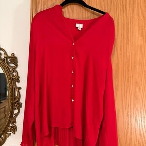 a new day Red Button Down Women's Shirt